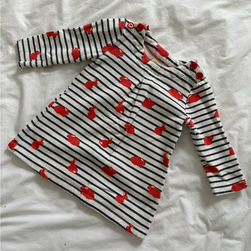 🐇 Baby Boden Bunny Stripe Sweatshirt Dress